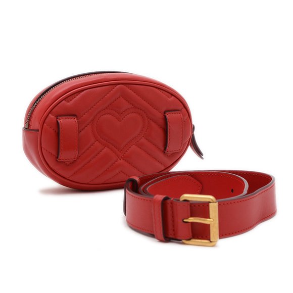 GUCCI Authentic Red Leather GG Marmont Fanny Pack - Picture 2 of 8